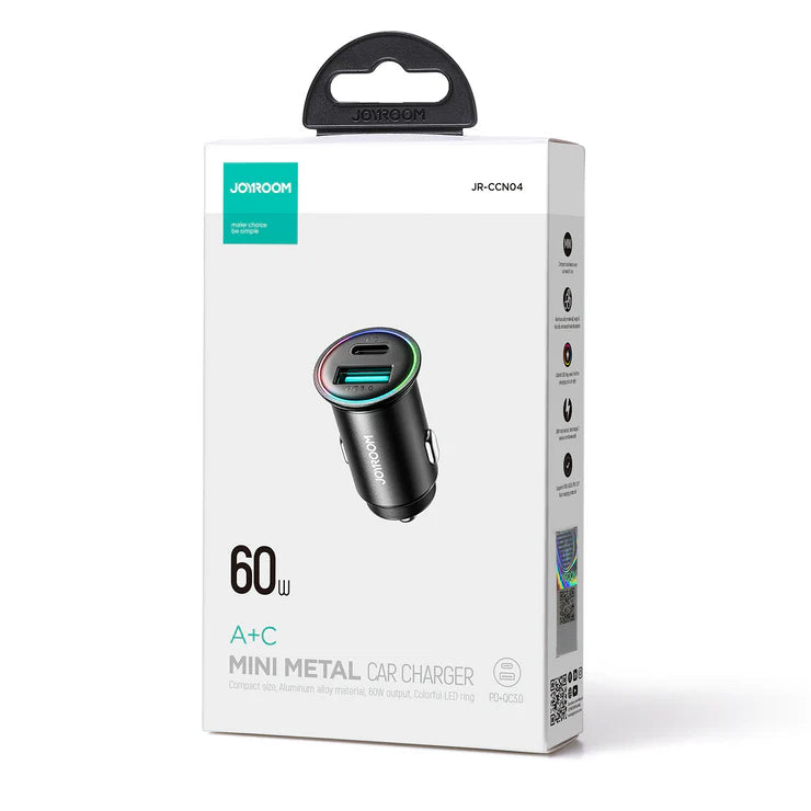 JOYROOM JR-CCN04 A+C 60W A+C mini Metal Car Charger