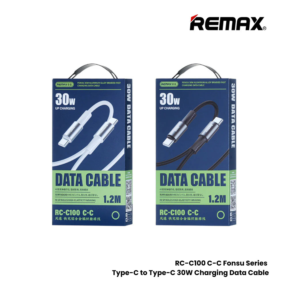 REMAX RC-C100 C-C Fonsu Series 30W Type-C to Type-C Fast Charging Data Cable – Black