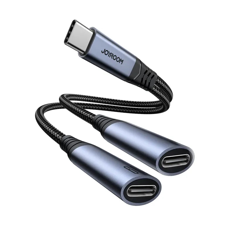 JOYROOM SY-C03 Type-C to Dual Type-C Audio-Transfer Series 2-in-1 Audio Adapter Black
