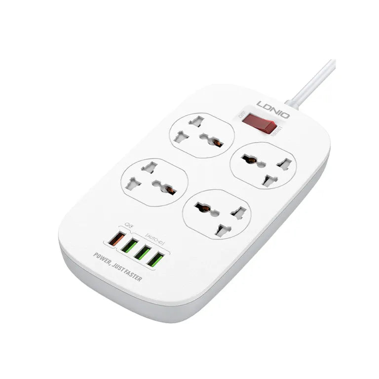 LDNIO SC4407 Fast Charging Power Strip – QC3.0 USB, Surge Protector, Universal Outlets (EU UK US)