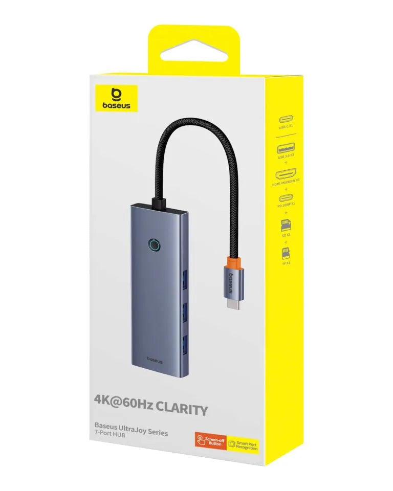 Baseus UltraJoy Series 7-Port HUB Docking Station Space Grey(Type-C to HDMI4K@60Hz*1+VGA*1+USB 3.0*4+PD*1)B00052803811-01