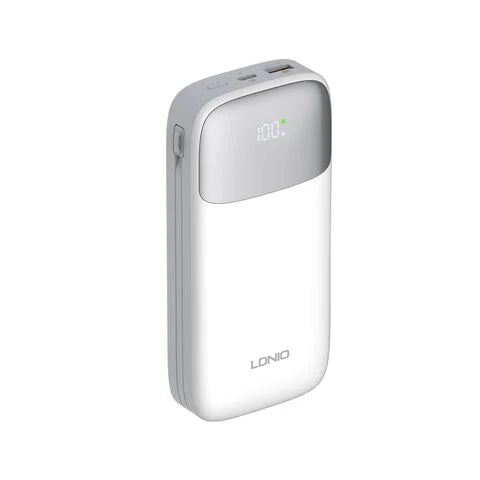LDNIO PQ30 30000mAh 22.5W USB-C Fast Charging Power Banks smart LED Display Built-in Charging Cable Power Bank