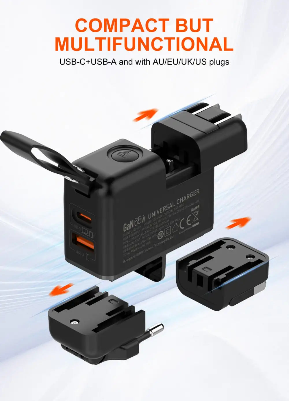 LDNIO Q2618 EU GaN 65W All-in-one Adapter With C-C Cable
