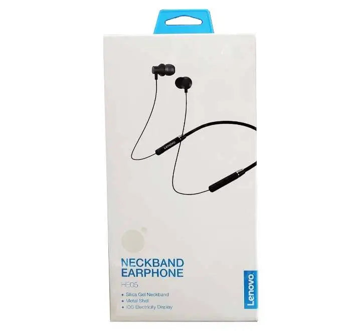 Lenovo HE05 Bluetooth 5.0 Wireless Earphones: Magnetic Neckband, Waterproof, Stereo Headset with Mic