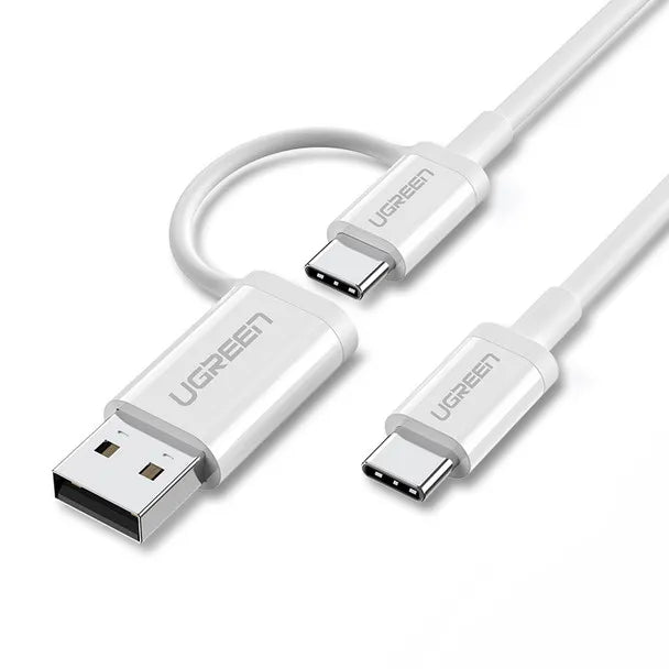 UGREEN US264 Usb-C To Usb-C + Usb-A Cable 1M White 40934
