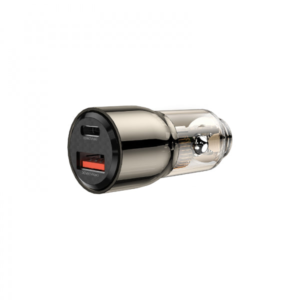 WIWU WI-QC012 95W PD+QC Kirsite Geek Fast Car Charger USB+Type-C – Transparent Black