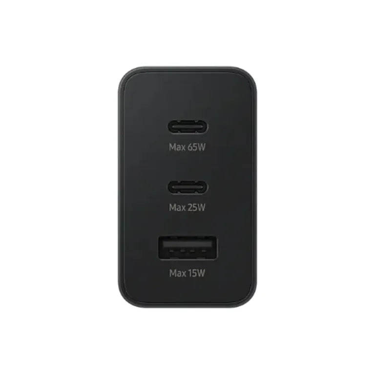 Samsung 65W USB-C Power Delivery Adapter (US Plug) with Trio Ports (2 x USB-C, 1 x USB-A) With C-C CABLE