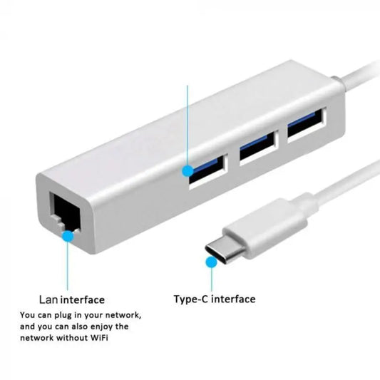 USB3.1 Type C to 3-2.0 Hub + LAN