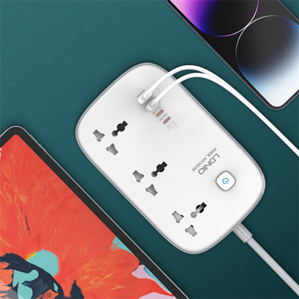 LDNIO SC3416 3 AC Outlets 4 USB Power Strip