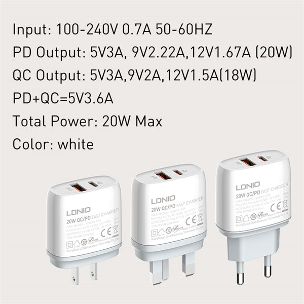 LDNIO Q229 20W PD+QC3.0 Fast Charger