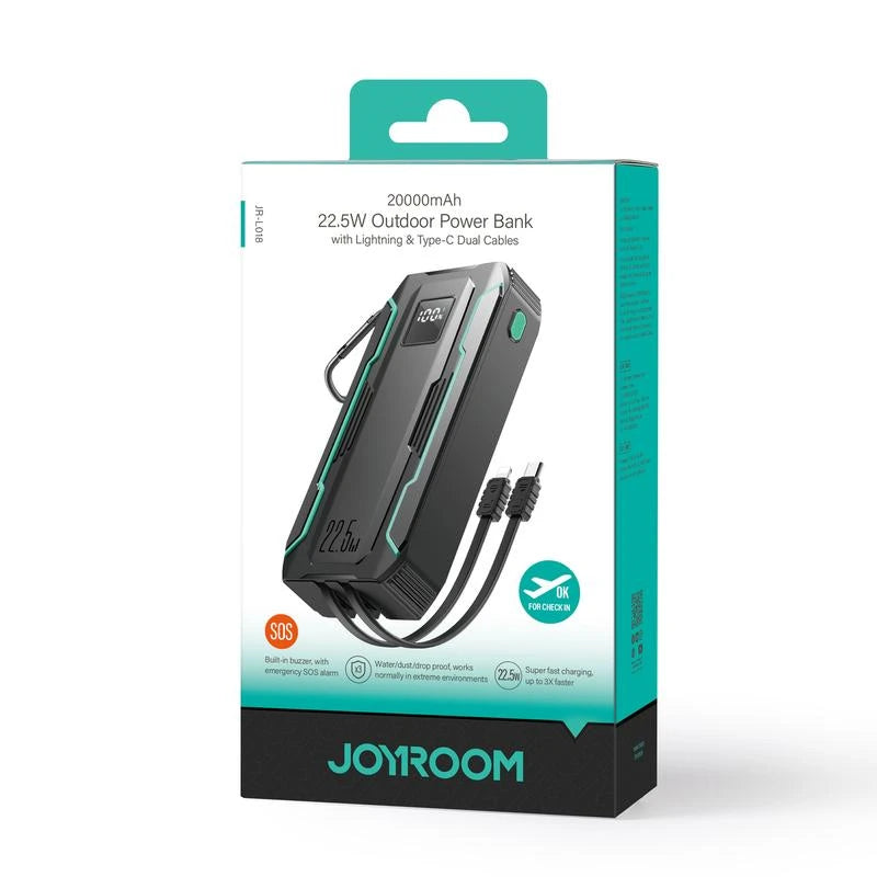 JOYROOM JR-L018 22.5W Power Bank with Dual Cables 20000mAh-Black