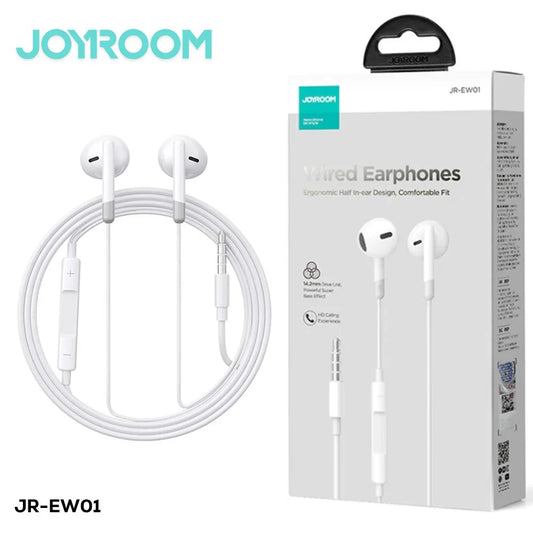 JOYROOM JR-EW01 Wired Series Half In-Ear Wired Earphones-White