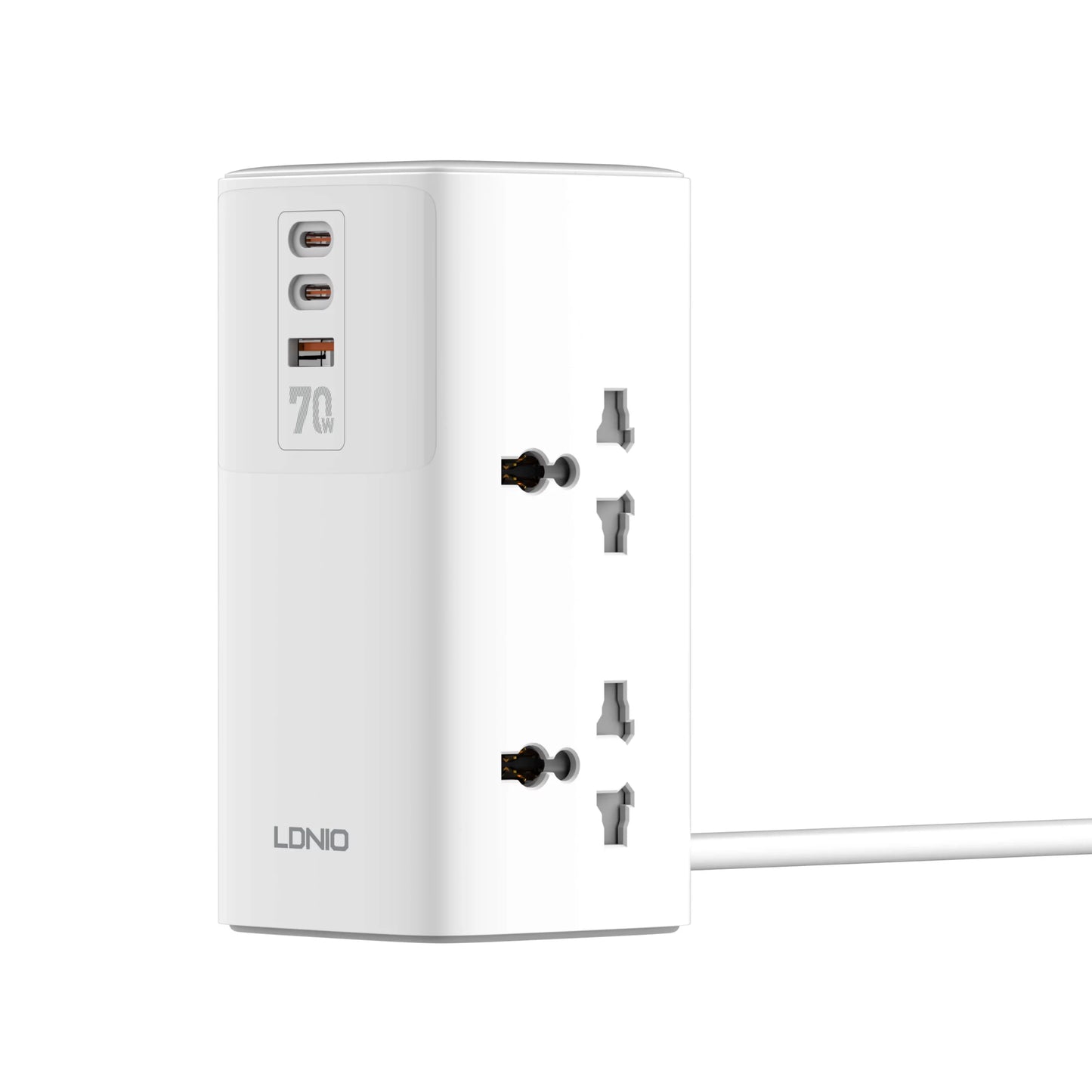 LDNIO SC4383 EU 70W SUPPER FAST CHARGING 2C + USB-A & 2500W TOWER EXTENSION POWER SOCKET