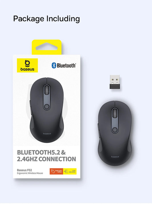 Baseus F02 Ergonomic Wireless Mouse（without Battery） Cluster Black B01055505111-01