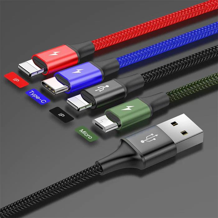 Baseus Fast 4-in-1 Cable For iP(2)+Type-C+Micro 3.5A 1.2m Black CA1T4-A01