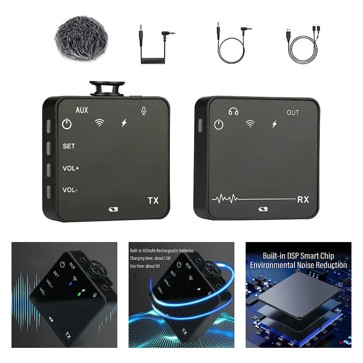 Wireless Lavalier Microphone for Vlog Video Recording