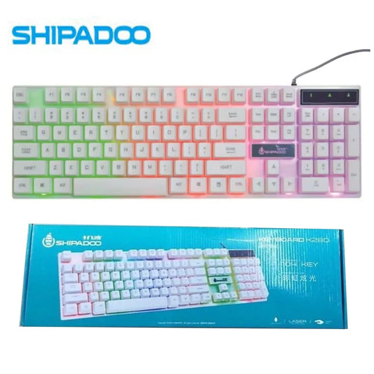 SHIPADOO K280 RGB Rainbow Glow Wired Gaming Keyboard